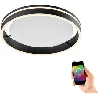 Selltec LED Deckenleuchte rund Ø 40cm Q-Vito CCT Lichttemperaturwechsel, dimmbar Fernbedienung anthrazit Wohnzimmer, Esszimmer, Schlafzimmer 8414-55, 8414-60, 8414-13 - Grau
