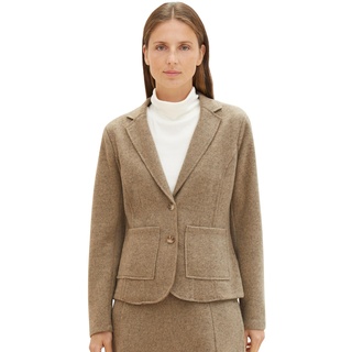 TOM TAILOR Damen Basic Cosy Blazer mit Taschen , doeskin melange, M