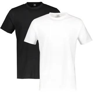 T-Shirt LERROS "Doppelpack T-Shirt Rundhals in Premium Baumwollqualität", Herren, Gr. L, schwarz (mix pack schwarz, weiß), 100% Baumwolle, Rundhals, Shirts T-Shirt, Weiche Baumwolle, Rundhalsausschnitt, kurze Ärmel, hautfreundlich