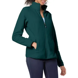Amazon Essentials Damen Klassische Passform mit durchgehendem Reißverschluss Polar-Soft-Fleecejacke (Erhältlich in Übergröße), Dunkelgrün Meliert, M