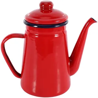 JMAHM Teekanne Emaille Kaffeekanne 1L Wasser Kanne Kann für Kaffee, Tee, Milch, Öl Verwendet Werden, Induction Cooker Gas Stove Universal (Rot)