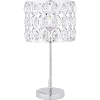 BELIANI Tischlampe Silber Metall 53 cm Schirm mit Kristallen aus Acrylglas Kabel mit Schalter Moderner Glamouröser Stil - Silber