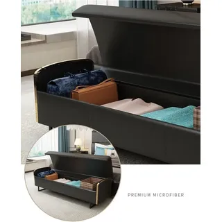 Hocker Design Fußhocker Truhe Sofa Sitz Bank Ablage Gepolsterte Sitzbank Möbel - Schwarz