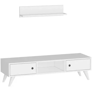 [en.casa] Lowboard Egebjerg mit Wandregal , Holzwerkstoff , 70x16x14 cm , Wohnzimmer, TV Möbel, Lowboards, Lowboards stehend