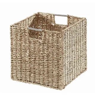 Landscape Regalkorb , Naturfarben , Metall, Naturmaterialien , rechteckig , 32x33x33 cm , faltbar, Griffe , Ordnen & Aufbewahren, Dekoboxen & Aufbewahrungsboxen, Regalboxen & Stehsammler