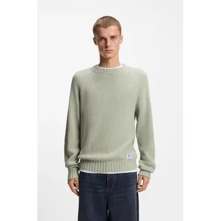 Strickpullover HUGO BLUE "Sonnee", Herren, Gr. M, open grün340, Strick, Obermaterial: 100% Baumwolle, relaxed fit normal, Rundhals, Rippstrickbündchen, Pullover Strickpullover