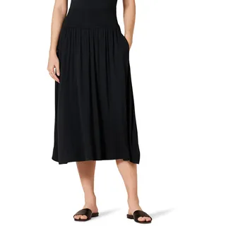 Amazon Essentials Damen Midirock aus Jersey zum Hineinschlüpfen, Schwarz, L