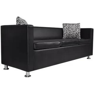 vidaXL 3-Sitzer-Sofa Kunstleder Schwarz