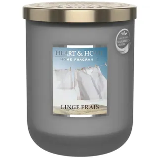 HEART & HOME - Duftkerze auf Basis von natürlichem Sojawachs für Zuhause – großes Glas für frische Wäsche – Brenndauer 75 Stunden – Geschenk, Dekoration und Duft für Zuhause – Glas