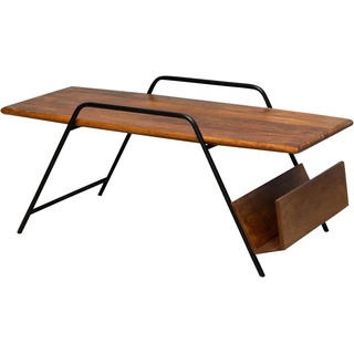 CHEHOMA - Couchtisch Easypeasy mit Zeitschriftenhalter - Mangoholz und Eisen - für Wohnzimmer oder Büro - Moderner Beistelltisch - Industrial Design für Hochwertige Inneneinrichtung - 40 x 50 x 107 cm