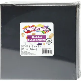 Colorations Leinwand schwarz Maluntergrund 20x20cm 3er-Set - kreatives Spielzeug - Schwarz