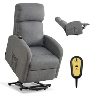 Vevor Fernsehsessel mit Massagefunktion Leinen 75 x 100 x 90 cm Hellgrau elektrisch