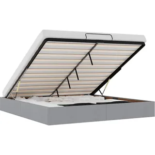 vidaXL Ottoman-Bett ohne Matratze Hellgrau 180x200 cm Stoff - Grau