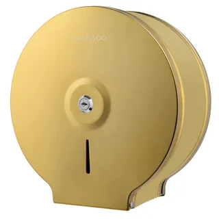 VANNSOO Kommerzieller Jumbo-Toilettenpapierspender, Wandhalterung, Edelstahl, 22,9 cm Rolle, Toilettenpapierhalter, Bad-Taschentuchspender mit Schlossschlüssel (Gold)