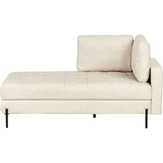 BELIANI Chaiselongue Rechts Hellbeige Kunstleder Lederoptik Gesteppt mit Kissen Metallgestell Modern Relaxliege für Wohnzimmer Schlafzimmer Indoor - Beige, Schwarz