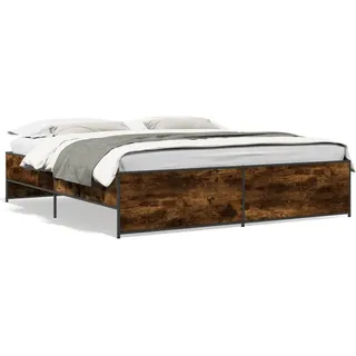 vidaXL Bettgestell Räuchereiche 180x200 cm Holzwerkstoff und Metall - Braun
