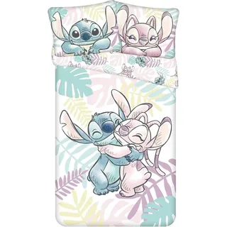 Lilo & Stitch Baumwoll-Bettwäsche 140x200 cm Deckenbezug + 50x70 cm Kissenbezug mit Reißverschluss
