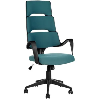 BELIANI Bürostuhl Blaugrün und Schwarz Stoffbezug Höhenverstellbar Drehbar mit Armlehnen Bremsbaren Rollen Modern Arbeitszimmer Drehstuhl Arbeitsstuhl - Blau, Schwarz