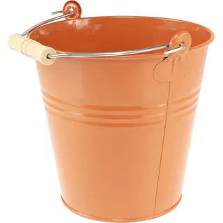 Deko Eimer Metall Übertopf Orangebraun Ø22cm H21,5cm 6L Vintage Blumentopf Pflanzgefäß - Orange