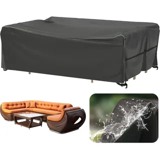 Velway Gartenmöbel Abdeckung Wasserdicht 270x180x71cm - Winddicht Schutzhülle mit Reflektierender Streifen 600D Oxford Möbelsets Abdeckung Staubfest Abdeckhauben für Gartentisch Sitzgruppe Schwarz