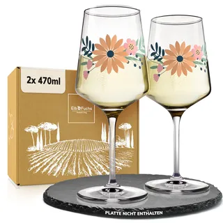 ElbFuchs® Aperitifgläser (2x470 ml) Serie Amber Bloom [GESCHENKIDEE] Spülmaschinenfest & robust, Bunte Wein- und Cocktailgläser beliebt für Spritz-Getränke, Hugo, Negroni, Limoncello, u.v.m.