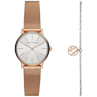 Giorgio Armani Armani Exchange Uhr für Damen , Zweizeigeruhrwerk, 28mm Rose Gold Edelstahlgehäuse mit Edelstahlarmband, AX7121