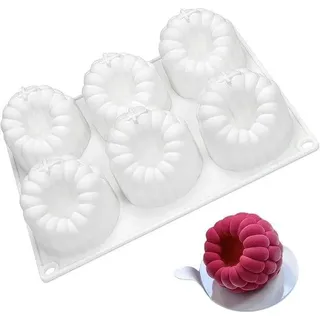 Unyqoos® 3D Silikon-Backform – wiederverwendbar, 6 Mulden in Himbeer-Design, BPA‐frei, Ofen/Mikrowelle/Kühlschrank/Gefrierfach (-40°C bis 230°C) – ideal für Mousse, Pralinen, Gelees