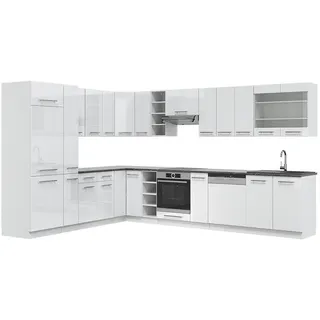Vicco Winkelküche L-Form 347 x 257 cm Weiß Hochglanz