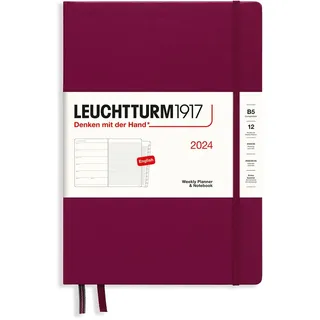 LEUCHTTURM1917 367756 Wochenkalender & Notizbuch Composition (B5) 2024, 12 Monate, Port Red, Englisch