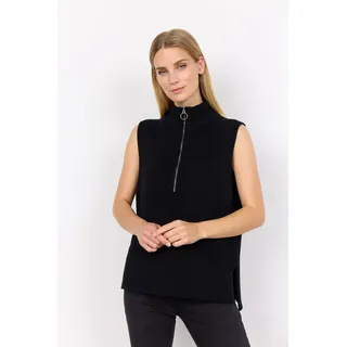 Pullunder SOYACONCEPT "SC-JULIA 8", Damen, Gr. M, schwarz, Rippstrick, Obermaterial: 50% Baumwolle, 50% Polyamid, unifarben, hüftlang, Rundhals, Pullover Pullunder