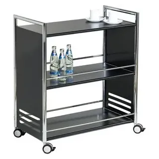 Kerkmann Servierwagen aus Stahl 3 Etagen schwarz/chrom Speditionsversand - Schwarz