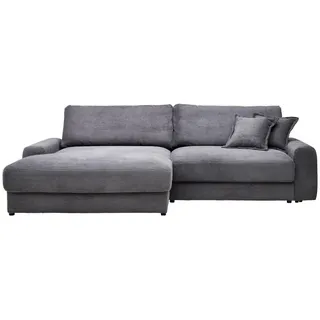 Carryhome Ecksofa , Dunkelgrau , Textil , Füllung: Schaumstoff,Hohlfaser , Ottomane links, L-Form , 300x180 cm , Rücken echt , Wohnzimmer, Sofas & Couches, Wohnlandschaften, Ecksofas