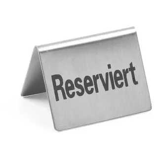 HENDI Tischschild Reserviert, 4 Stück, auf Deutsch, 50x35x(H)40mm, Edelstahl