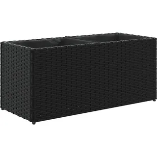 vidaXL Hochbeet mit 2 Fächern Schwarz 72x30x32 cm Poly Rattan - Schwarz