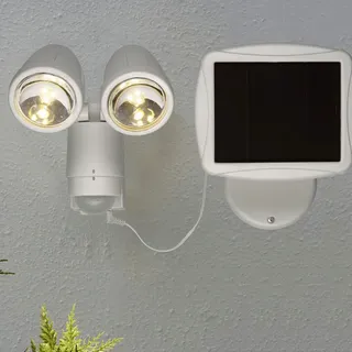 LED Solar Strahler 'Powerspot' - warmweiß - 200lm - mit Bewegungsmelder und Lichtsensor - H: 20cm - Weiß