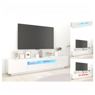 vidaXL TV-Schrank mit LED-Leuchten Hochglanz-Weiß 200x35x40 cm