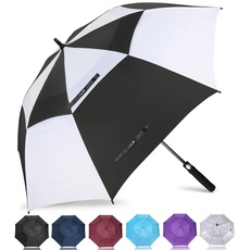 ZOMAKE Regenschirm Sturmfest Groß,XL Golf Umbrella Stockschirm mit Auf-Zu-Automatik für Herren Damen - Travel Schirm mit Tragegurt(Schwarz/Weiß)