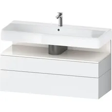 Duravit Qatego Waschtischunterbau, 1 Auszug und 1 Schublade, 1190x470x590mm, Nische Weiß Hochglanz, QA4396022, Farbe: Weiß Matt/mit Nischenbeleuchtung