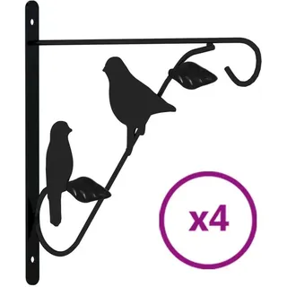 vidaXL Halterungen für Blumenampel 4 Stk. Schwarz Stahl - Schwarz