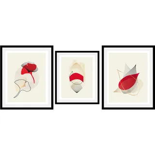 Bild QUEENCE "Set Halka", beige (farbe rahmen: schwarz, farbe bild(er): beige), B:30cm H:40cm, Acrylglas, Holz, Papier, Bilder, Bild, gerahmt