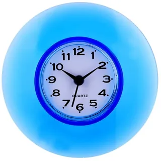 Nikou Dusche Wanduhr, Badezimmeruhr mit Saugnapf, Runde Mini wasserdichte Uhr Cute Badezimmer Kinderzimmer Zeitwerkzeug für Badezimmer, Küche, Wohnzimmer, Schlafzimmer (Blau)