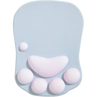 DOBAOJIA Mauspad Mit Handgelenkstütze, Katzenpfote, Ergonomisch, 3D Silikon Gel, Rutschfester Boden, für Zuhause/Büro/Gaming, Grau & Rosa