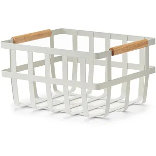 Zeller Aufbewahrungskorb Metall/Bambus weiß 25 x 31,5 x 17 cm
