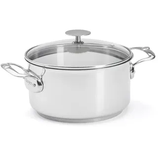 DE BUYER - Kochtopf aus Edelstahl Milady mit Glasdeckel – 20 cm, PFAS, Edelstahl 18/10, leistungsstark und widerstandsfähig, Sandwichboden, für alle Herde + Ofen,
