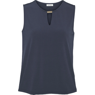 Tanktop LASCANA, Damen, Gr. 44/46, blau (dunkelblau), Jersey, Obermaterial: 95% Polyester, 5% Elasthan, unifarben, figurumspielend hüftlang, V-Ausschnitt, Tops Tanktop, aus glatter Jerseyqualität mit Cut-out, elegantes Sommertop, bügelfrei, Topseller