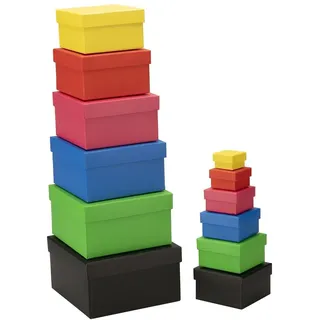 Ideen mit Herz Geschenkboxen mit Deckel | Pappboxen | 12 verschiedene Größen | 6 Farben | quadratisch und ineinander | groß bis klein | Karton | ideal für Geburtstag & Geschenke