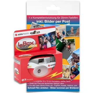 AgfaPhoto LeBox 400 27 Blitz/Flash Einwegkamera mit Komplettentwicklung für bis zu 27 Color Bilder per Briefpost, FPP36SUC