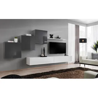 Luxus Wohnzimmer Wohnwand TV Ständer Einrichtung Moderne Wandregal Design - Weiß