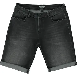 Jeansshorts CARS JEANS "CALIFORNIA Den", Herren, Gr. L, N-Gr, schwarz used, Web, Obermaterial: 79% Baumwolle, 20% Polyester, 1% Elasthan, Abriebeffekte, regular fit, Jeans Jeansshorts