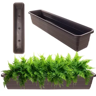 KADAX Blumenkasten 80 cm, Mokka – Balkontopf aus Kunststoff, witterungsbeständiger Pflanzkasten, Blumentopf, Geländerkasten für Blumen, Kräuter und Pflanzen